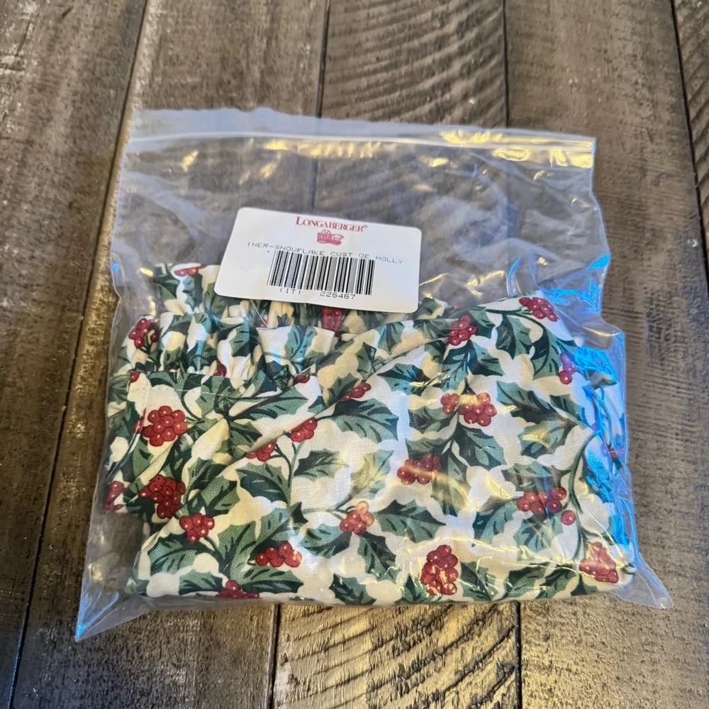 Longaberger Holly Basket Liner Holly Leaves Red Berries‎ Christmas
